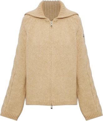 Moncler Cardigan met logopatch - Dames - Vesten - Beige - M - Wol - Truien & Vesten