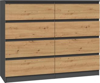 Topeshop Milan - C&oacute;moda De Dormitorio De 8 Cajones - 40x120x97cm - Estilo Moderno - Mueble De Almacenaje
