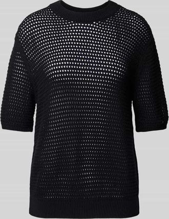 Tommy Hilfiger Regular Fit H&auml;kelpullover aus Baumwoll-Mix in Black, Gr&ouml;&szlig;e S