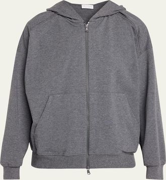 Brunello Cucinelli Light Cotton Fleece Zip Track Jacket