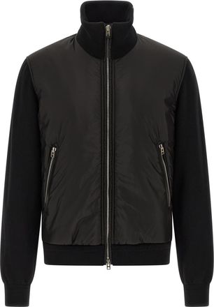 Tom Ford Black Solid Mock Collar Jacket