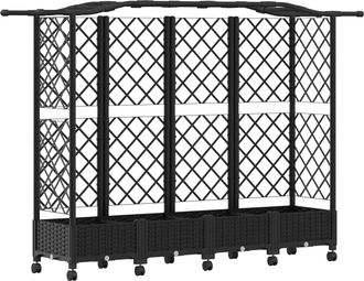 vidaXL Cama Elevada Con Trellis Y Techo Negro 203,5 X 40 X 129 Cm Pp Vidaxl