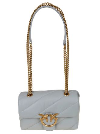 Pinko Quilted Calfskin Shoulder Bag with Gold Logo Detail