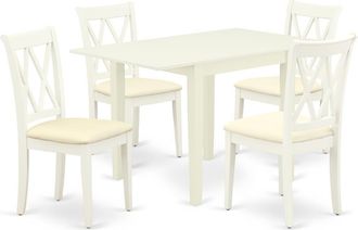 East West Furniture Dining Room Set Linen White, NDCL5-LWH-C