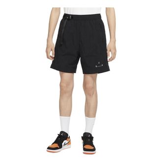 Nike Jordan Air Jordan Solid Color Logo Woven Casual Shorts Black DQ7876-010
