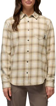 Prana Golden Canyon Organic Cotton Flannel Shirt in Stone at Nordstrom, Size X-Large