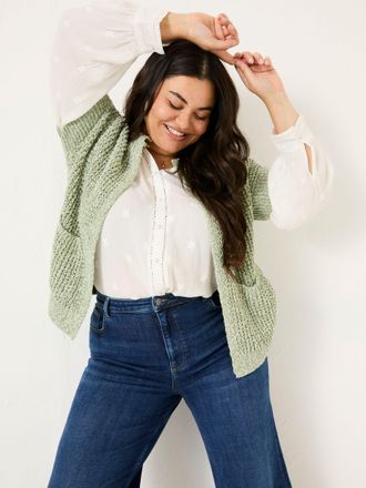 Fat Face FatFace Erika Green Knitted Kimono Cardigan