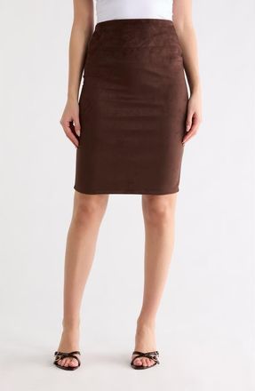 Renee C Faux Suede Pencil Skirt in Chocolate at Nordstrom Rack, Size X-Large