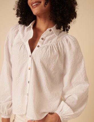 Nobody's Child White Balloon Sleeve Blouse