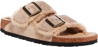 Birkenstock Arizona Shearling Sandals Womens Beige Open Toe Slide ZOGG3775