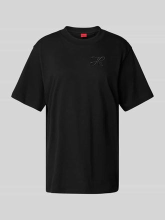 HUGO BOSS Relaxed Fit T-Shirt mit Label-Stitching und Rundhalsausschnitt in Black, Gr&ouml;&szlig;e S