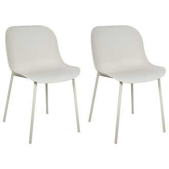 Beliani Conjunto De 2 Sillas De Comedor Elegante Patas De Metal Pl&aacute;stico Moderno Beige Claro Beloit