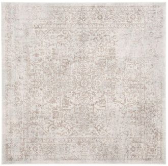 Safavieh Alfombra transicional de polipropileno blanco/goma gris, 235 x 235 cm