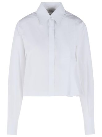 Sportmax Sportmax Certo cropped shirt van katoenpopeline met witte asymmetrische plooien