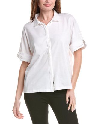 Fabiana Filippi Rolled Up Sleeve Silk-Blend Shirt