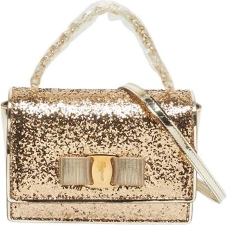 Ferragamo Pre-owned Vara Bow Top Handle Bag - Dames - Vintage Mini Tas - Geel - ONE Size - Vintage