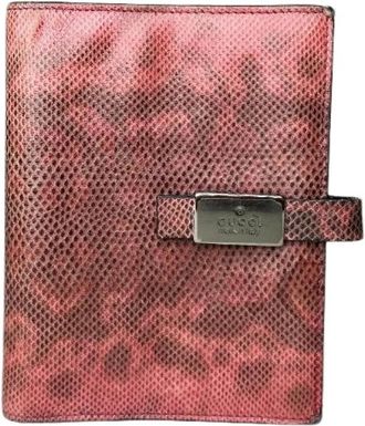 Gucci Pre-owned Compact Snakeskin Wallet - Dames - Vintage Accessoires - Roze - ONE Size - Leer - Vintage