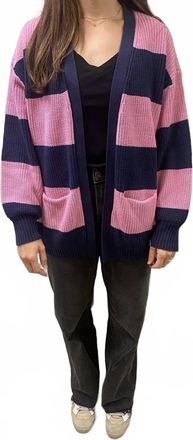 Velvet Heart Elle Cardigan In Navy Pink