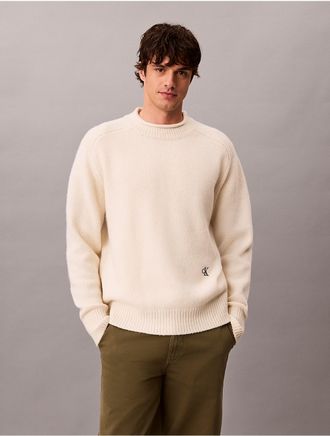 Calvin Klein Jeans Calvin Klein Mens Wool Relaxed Sweater - Ivory - 2XL