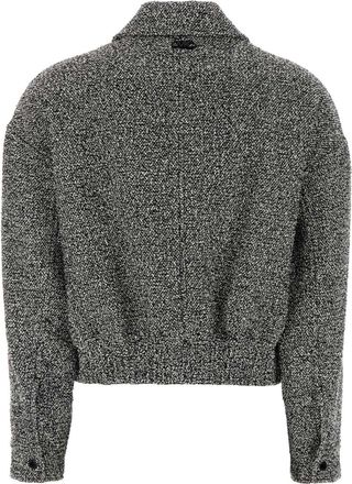 Michael Kors Womens Two-Tone Tweed Bomber Jacket Blackbone Giacche E Gilet