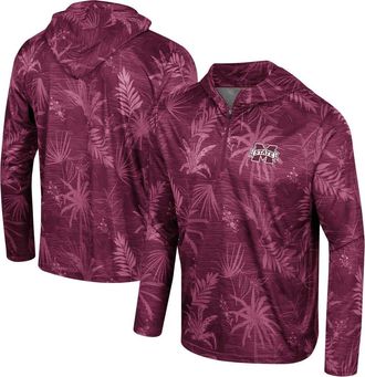 Colosseum Mens Colosseum Maroon Mississippi State Bulldogs Palms Printed Lightweight Quarter-Zip Hooded Top at Nordstrom, Size Xx-Large