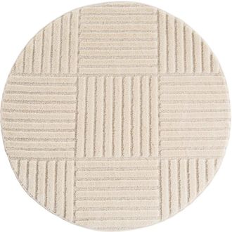 Nazar Rugs Alfombra de relieves geom&eacute;tricos crema redonda - d120 cm
