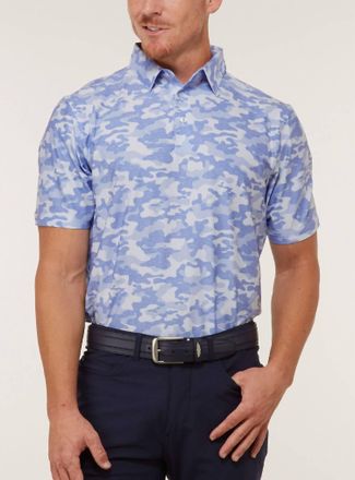 Straight Down Cadet Polo In Blue Camo