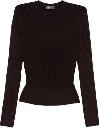 MUGLER Top a coste a maniche lunghe - Viola