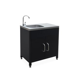 Sweeek Cocina exterior de acero con fregadero de 80cm, negro