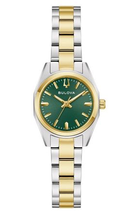 Bulova Surveyor Two-Tone Bracelet Watch, 22.7mm in Green/Two-Tone at Nordstrom