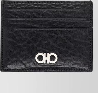 Ferragamo logo card holder textured finish design