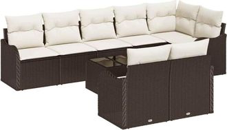 vidaXL Vidaxl - Garden Sofa Set with Cushion 9 pcs Brown, white Poly rattan