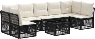vidaXL Conjunto De Sof&aacute;s De Jard&iacute;n 8 Uds. Negro Rat&aacute;n Sint&eacute;tico Vidaxl