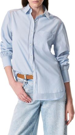 Rag & Bone Maxine Mixed Media Button-Up Shirt in Light Blue at Nordstrom Rack, Size X-Large