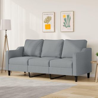 vidaXL Sof&aacute; De 3 Plazas De Tela Gris Claro 180 Cm Vidaxl