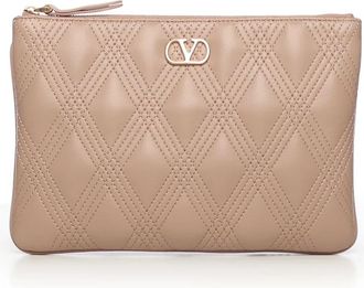 Valentino Garavani Tassen, Dames, Roze, ONE Size, Leer, Quilted Nappa Clutch