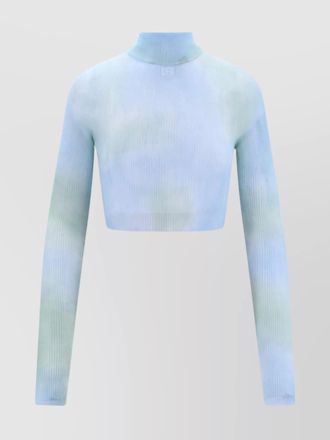 Off-white tie-dye turtleneck long-sleeve cropped top