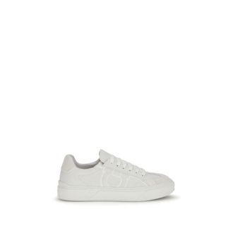 Ferragamo White Calf Leather Bos Taurus Mens Sneakers
