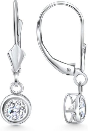 Pompeii3 1Ct Diamond Lab Grown Dangle Lever Back Hoop Earrings 14k White Gold