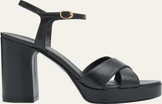 Stuart Weitzman Dayna Leather Crisscross Platform Sandals