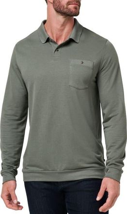 Travis Mathew December First Long Sleeve Pocket Polo in Dark Olive at Nordstrom, Size Small