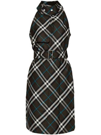 Burberry check pattern halterneck dress - Green