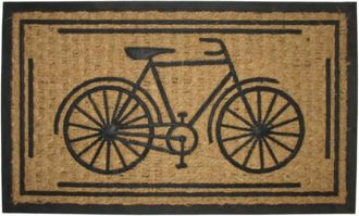 Imports Decor Bike Design Coir Doormat, Rubber Backed Non-Slip Coconut Fiber Door Mat for Indoor Outdoor Entrance