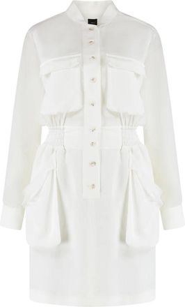Pinko Shirtdress met trekkoord en zakken - Dames - Shirt Kleedjes - Wit - XS - Polyester - Kleedjes