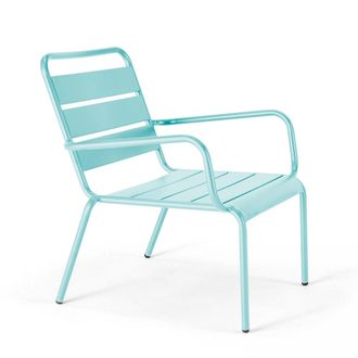 Oviala Sill&oacute;n de jard&iacute;n bajo de acero turquesa