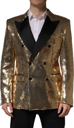 Dolce & Gabbana Gold Sequined Double Breasted Jacket Mens Blazer (Pre-Owned)