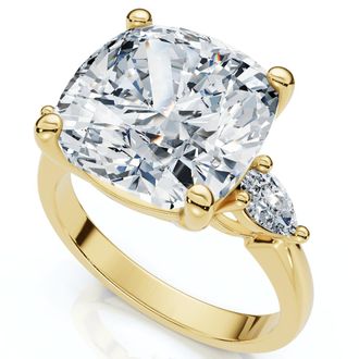 Pompeii3 Certified 7 1/3Ct Sharon Square Cushion Diamond Engagement Ring Gold Lab Grown