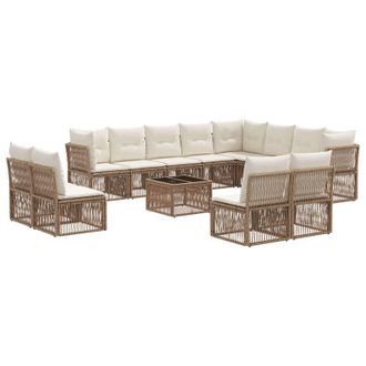 vidaXL Conjunto De Sof&aacute;s De Jard&iacute;n 13 Pcs Beige Rat&aacute;n Sint&eacute;tico Vidaxl
