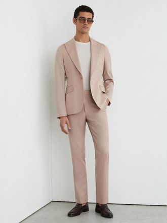 Reiss Dusty Pink Virgin Wool Suit Tailored-fit Trousers, 32