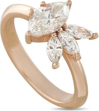 Luxury Bazaar 14K Rose Gold 1.25ct Diamond Marquise Cluster Ring MF17-071526